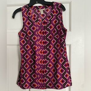 Banana Republic Pink and Purple Geometric Sleeveless Blouse